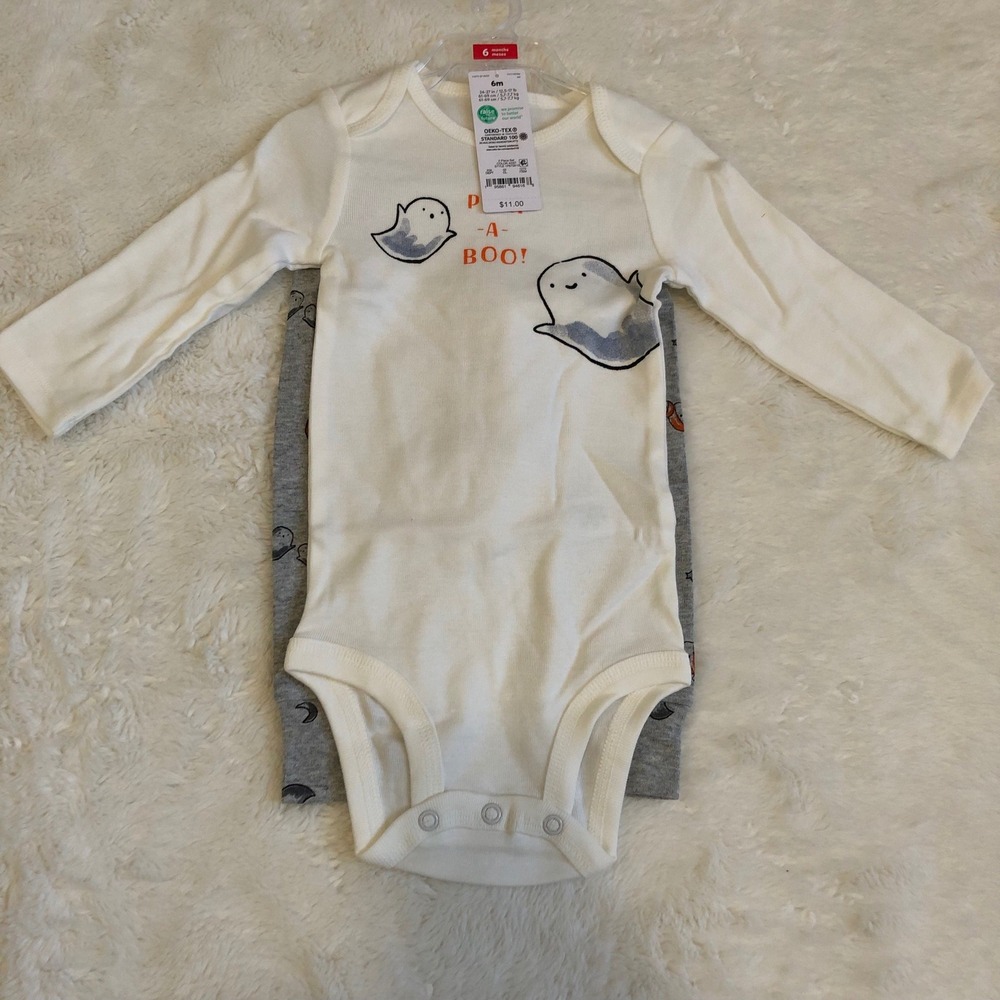Carter's Baby Boys Girls 6 Months Halloween Ghost Long Sleeve Bodysuit Pants Set